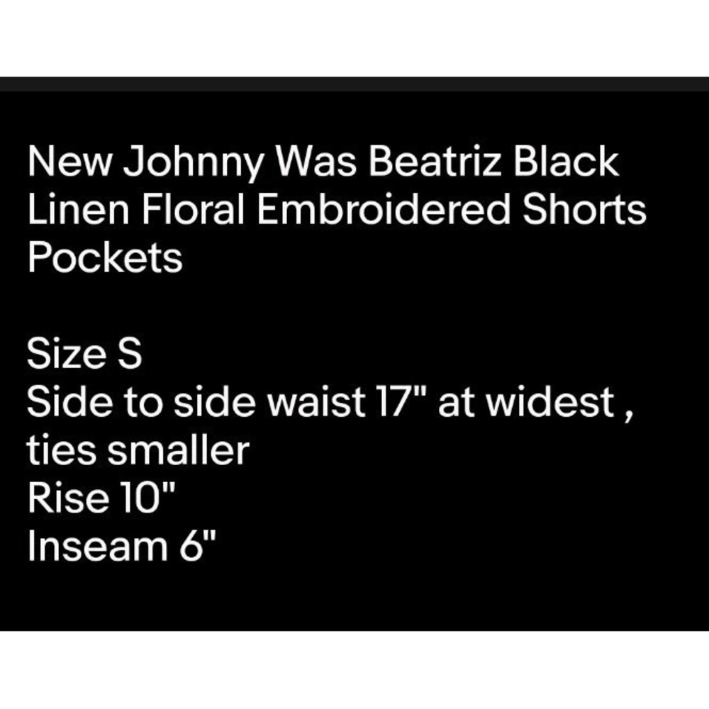 New Johnny Was Beatriz Black Linen Floral Embroidered Shorts Pockets Sz S - Picture 9 of 9